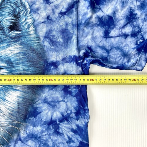 Rock Eagle Wolf Print Blue Tie Dye Cotton T-Shirt - Size XL - Picture 6 of 11