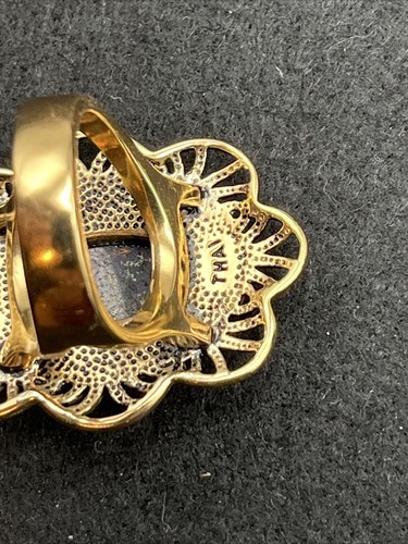 Vintage Barse Ring Bronze & Lapis Lazuli Large Ornate Statement Size 8.5 - Picture 6 of 15