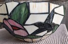 Vtg. 12" Stained Glass Tiffany Style Flowers  Hummingbirds Lamp Shade Heavy