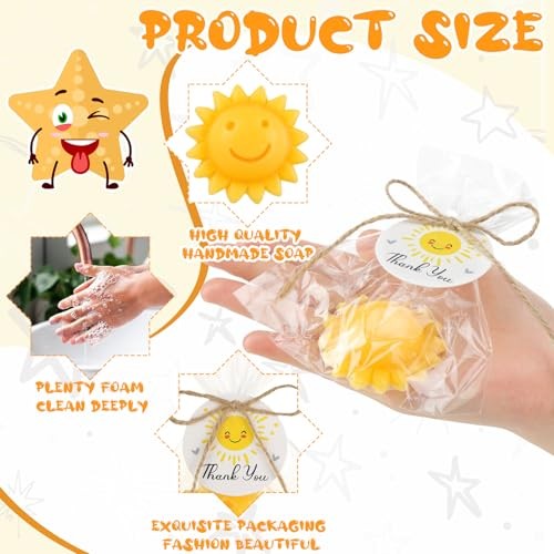 20 Pcs Sun Soap Baby Shower Favors for Sunshine Party Here Comes the Yellow - Imagen 4 de 7