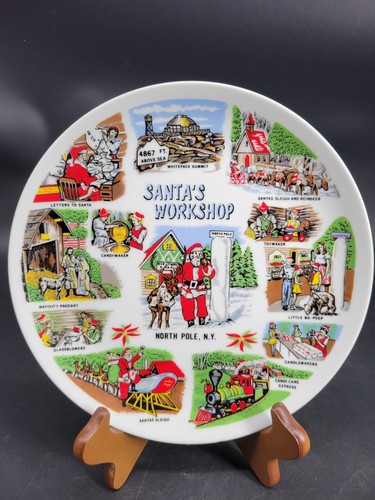 Vibrant, Colorful North Pole New York Santa's Workshop Souvenir Plate 9.25" - Picture 9 of 21