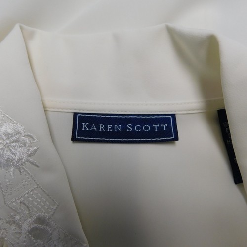 Karen Scott Pleated Rose Embroidered Collared Dressy Top - 14, Ivory #5163 - Picture 7 of 9
