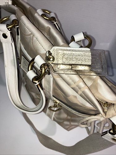 Coach margherita cuore papavero firma logo tasca spalla/borsa F20101 cachi/crema - Foto 5 di 18