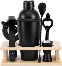 Cocktail Shaker Set 18.6oz Stainless Steel 7 Pcs Bar Tools Matte Black