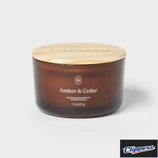  Glass Wooden Wick Jar Candle - Threshold™