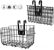 HOMEE Folding Rear Bike Basket Wire Mesh Fold-Up Detchable Front Black, Black 