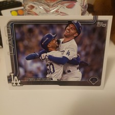 2025 Topps Series 2 #631 Two in Blue It's a Race to Embrace Los Angeles Dodgers