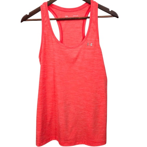 Under Armour HeatGear Racerback Athletic Tank Top Coral Pink Womens Medium - Picture 1 of 5