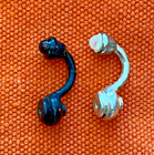 2 Curved Barbell Belly Rings, Moonstone and Onyx Yin Yang Body Piercing Jewelry