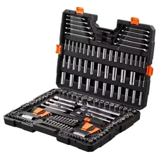 Mechanics Tool Set and Socket Set, Metric Mechanic Tool Kit, 1/4 In. 3/8 In. 1/2