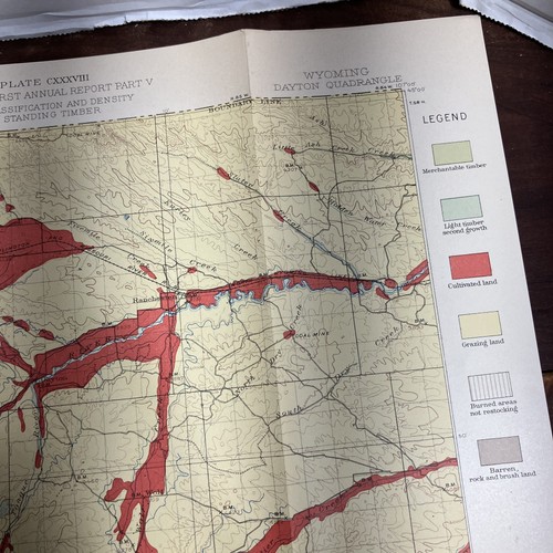 Mapa vintage 1899 USGS Wyoming Dayton cuadrilátero tierra madera reserva forestal - Imagen 4 de 5