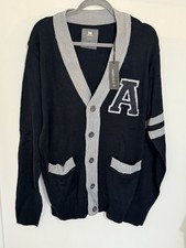 Vintage PJ Mark Cardigan Men XL Black Letterman Varsity Academia Deadstock NWT