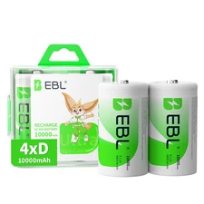 EBL  C D Rechargeable  Battery Ni-MH 1.2V Batteries 500Omah-1000Omah Lot