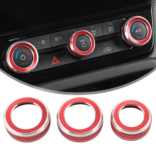 Enhance Your Car's Appearance with Red Aluminum Alloy Console Knob Trim Cover - Picture 3 of 8