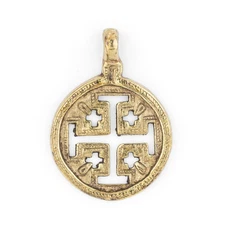 Jerusalem Ethiopian Brass Cross Pendant 70x50mm African Large Hole Handmade