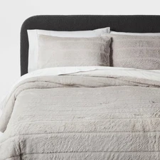 Threshold Luxe Faux-Fur Comforter & Sham Set Lightweight