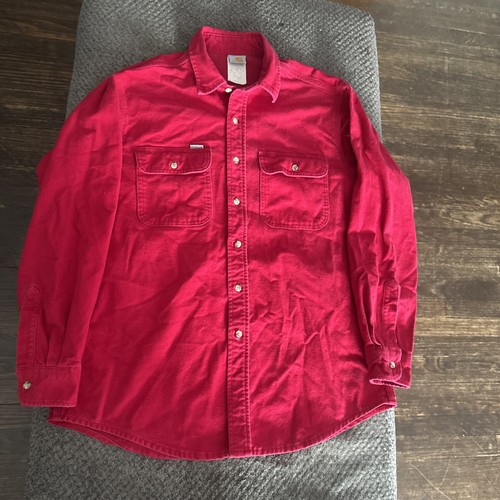 Vintage Carhartt Chamois Flannel Work Shirt Rugged Outdoor Wear Red Size Large - Bild 4 von 7
