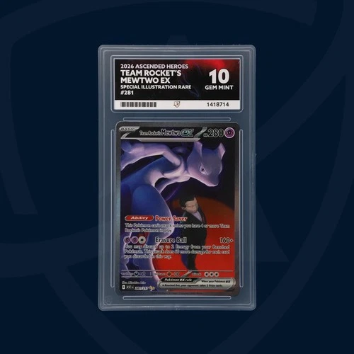 Team Rockets Mewtwo Ascended Heroes ACE 10 Gem Mint 281/217 PERFECT SUBS