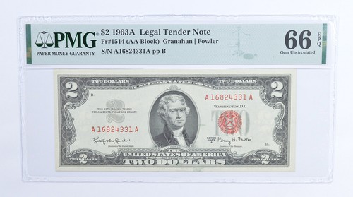 $2 1963 A Legal Tender Note FR-1514 PMG 66 EPQ PMG Graded *0783