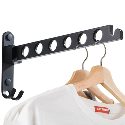 Retractable Folding Wall Hanger Folding Clothes Hanger Rack Clothes Storage O...