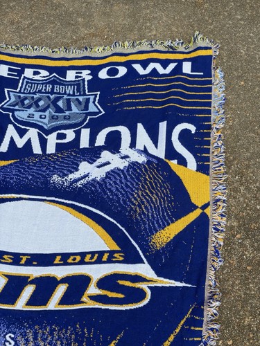 NFL Football 2000 Super Bowl Champions Throw Blanket 57x44” ST. Louis LA RAMS - Picture 4 of 7