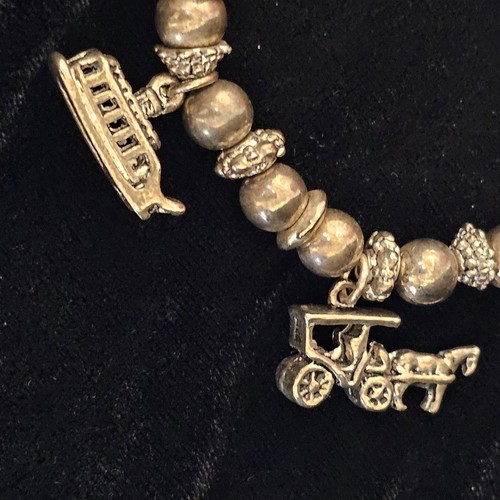 New Orleans Thema silberfarbenes Metall dehnbar Bettelarmband NOLA - Bild 3 von 5