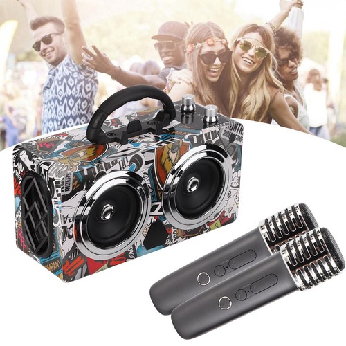 Graffiti BT Speaker Portable Vintage Handheld Wireless Speaker With 2 Mic Fo Set - Picture 9 of 24