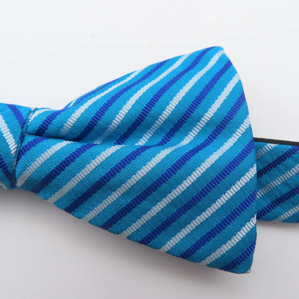 Pajarita Countess Mara azul blanco a rayas 2,25" ancho pre corbata poliéster Foto 2 de 4