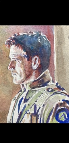 ACEO  Cameron Mitchell Original Watercolor sketch card Stargate SG1 - Picture 2 of 2
