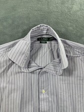 Lauren Ralph Lauren Dress Shirt Mens 18 34/35 Purple Stripe Classic Fit Non Iron