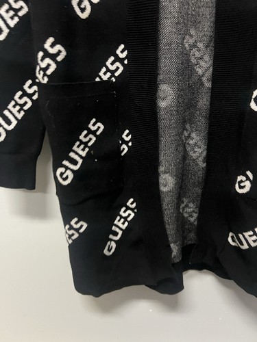 Cárdigan tejido Guess negro blanco deletreado por todas partes MUJER PEQUEÑO suéter viscosa - Imagen 5 de 13