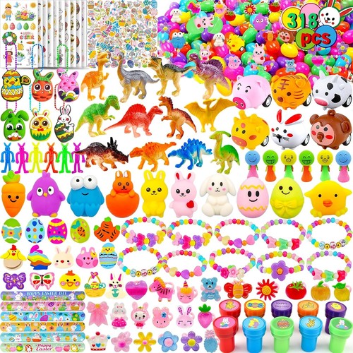 318 Pcs Filled Easter Eggs with 218 Toys, Easter Basket Stuffers & Hunt Favors..