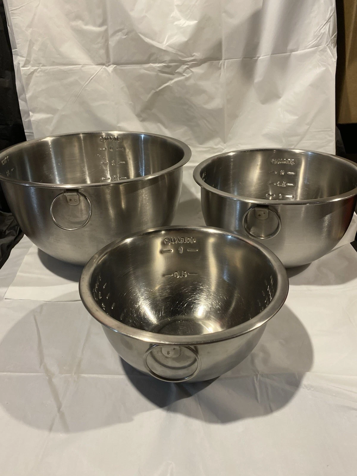 Stainless Steel Nesting Measuring Bowls Set Of 3 4cup 10 Cup And 18 Cup