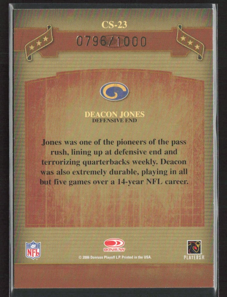 Deacon Jones 2006 Donruss Classics #CS-23 Classic Singles Bronze /1000 - Image 2 of 2
