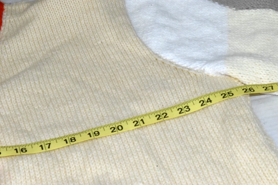 Vintage Wool Sweater Oversized 60s Beige Orange Color Pop Mod Handmade OOAK - Image 4 of 4