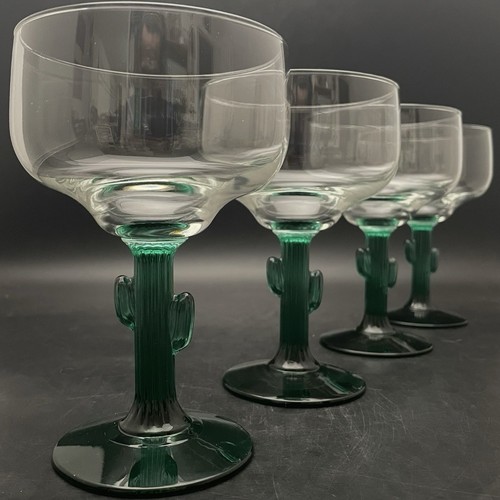 Libbey Fundamentals 4pc Cozumel Saguaro Cactus Margarita Glasses c2004 USA 16oz - Picture 11 of 11