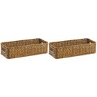  2 Pieces Imitation Rattan Fruit Baskets Woven Tray Desk Organizer