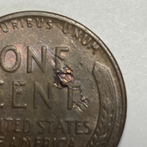 1946-D Lincoln Wheat Cent Lamination Error Fold over (Reverse) - Picture 2 of 5