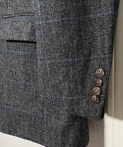 Polo Ralph Lauren x Corneliani 100% Flanell Wolle grau blau kariert 2Btn Blazer 44 L - Bild 6 von 9