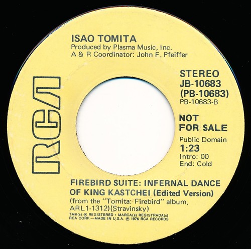 ISAO TOMITA - FIREBIRD SUITE: INFERNAL DANCING & FINALE JB-10683 - 45 Record VG+ - Imagen 2 de 2