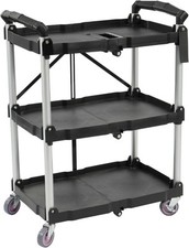 Portable Folding Collapsible Service Cart Foldable Black/Chrome 