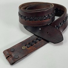 Dark Brown Black Leather Braided Center Decorative Adult Belt 43'' 2'' Boho
