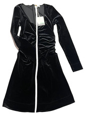 Ganni Black Velvet Scrunch Dress- Size 34 ( NEW )