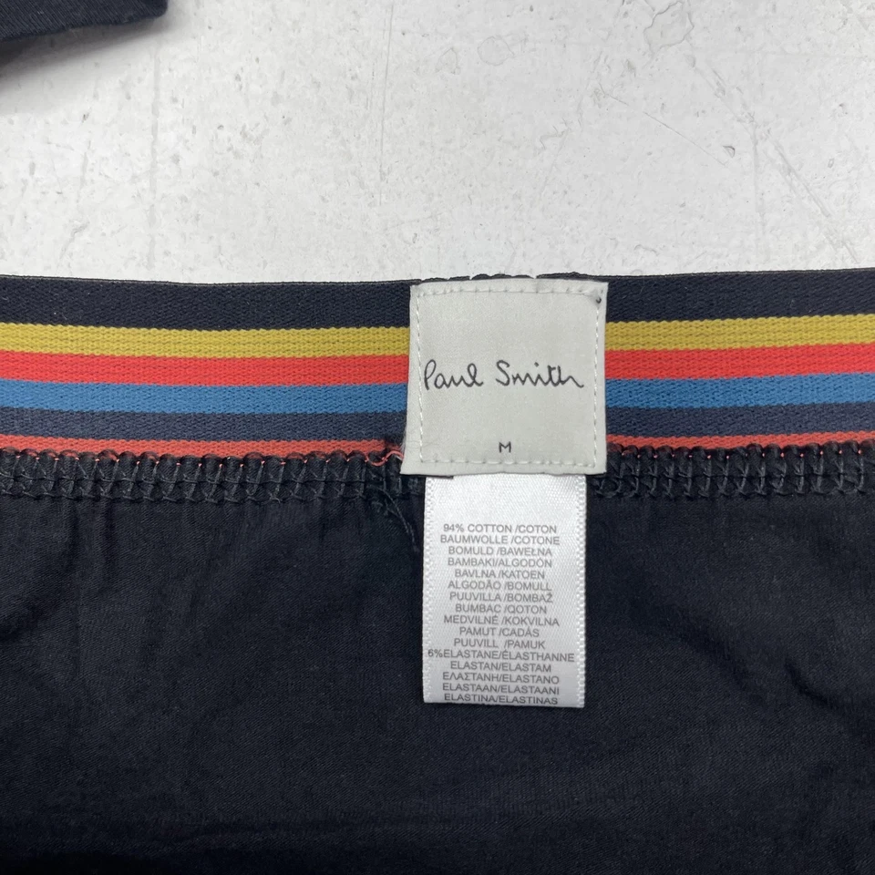 Paquete de 2 calzoncillos boxer Paul Smith para hombre medianos negros firma a rayas Foto 2 de 4