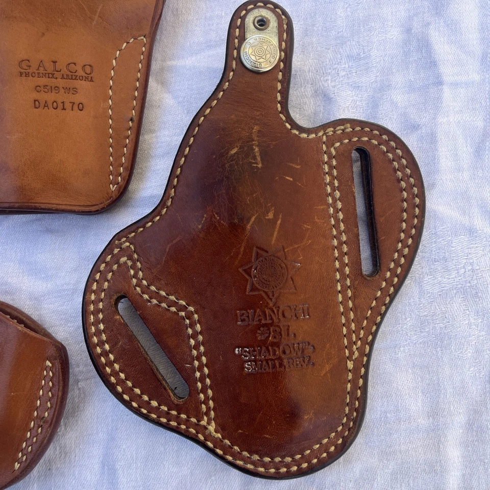 Lote de 4 fundas vintage de cuero marrón tooled Galco Phoenix Arizona Plus Foto 3 de 4