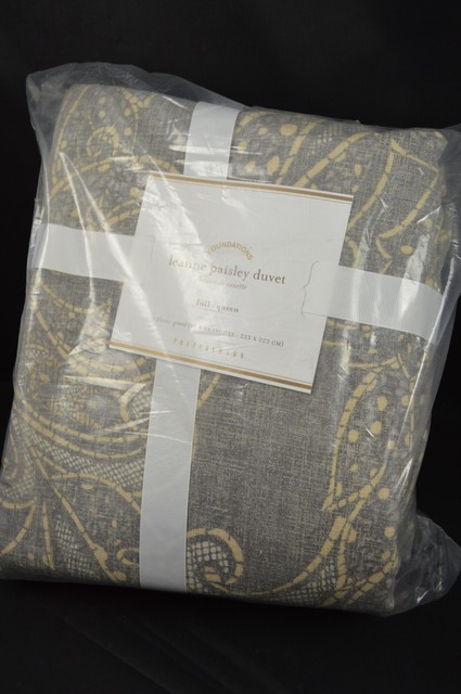 Pottery Barn Leanne Paisley Duvet Cover Gray Full Queen For Sale