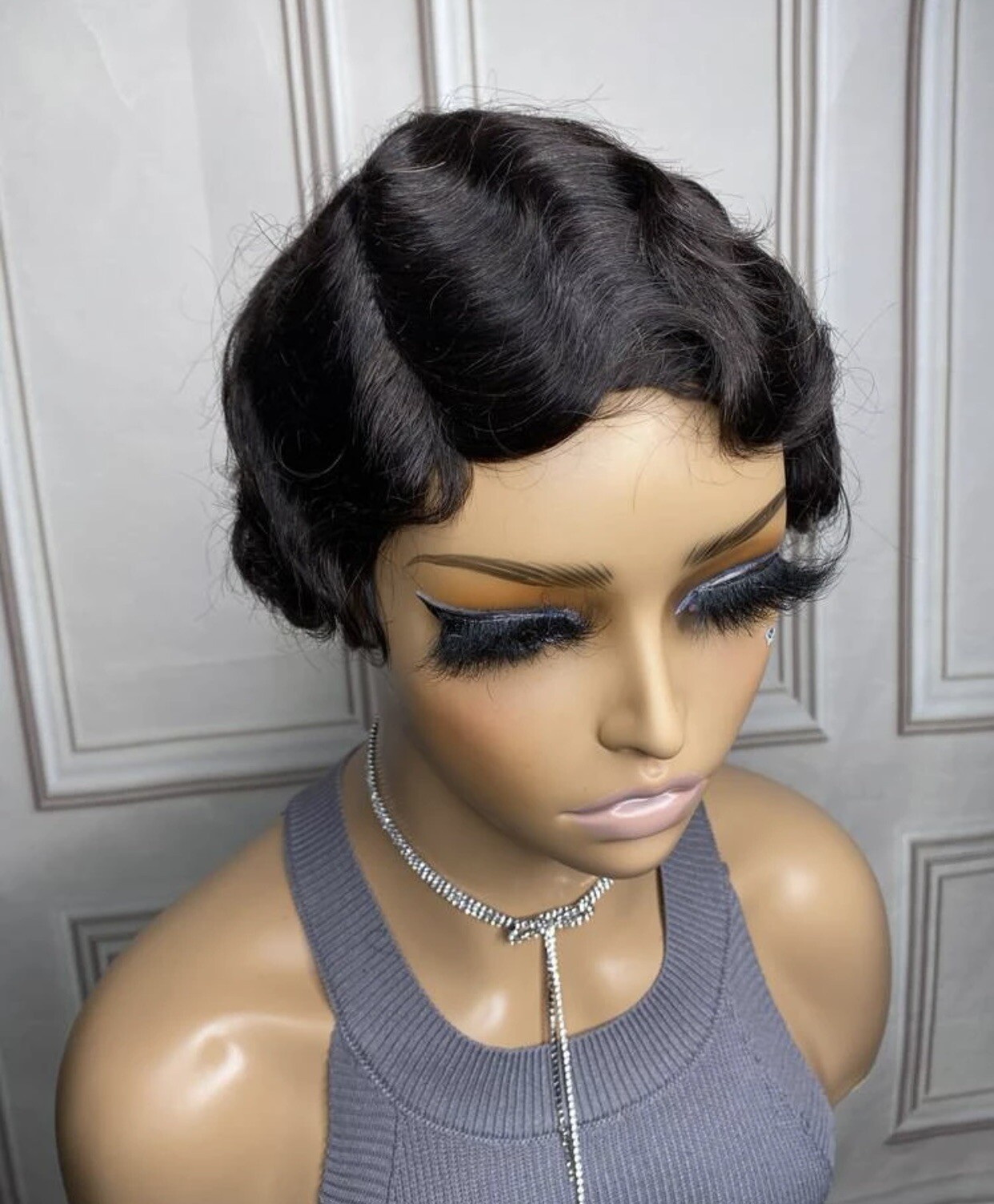 Perruque 100% cheveux humains noir 6 pouces premium avec bonnet confort