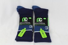 2 Pair Pro Compression LifeStyle Eclipse Blue Everyday Crew Socks L/XL 10-13 New