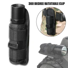 360 Degree Carabiner Reel Clip Tactical Hunting Flashlight Torch Pouch Holster
