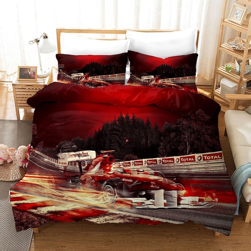 New FIA Formula 1 Hd Pattern Printing Bedding Set F1 Duvet Cover 2/3 Pcs BH UK - Picture 4 of 28